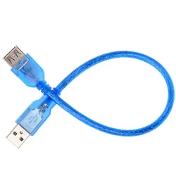 USB 2.0 Extension Cable Copper Male to Female USB Short cable Dual Shielding Transparent Blue High Speed Anti-interference 30cm