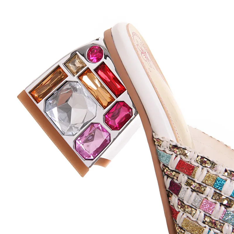 MoonMeek Large size 34-46 new summer sandals crystal square high heels shoes slingback ladies prom shoes women sandals 2020