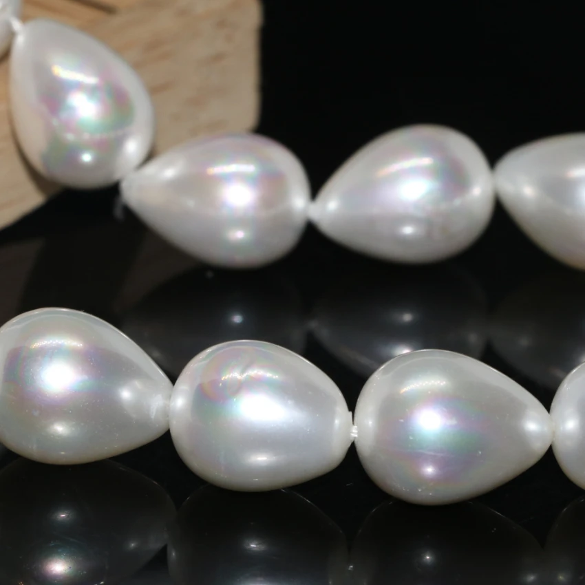 Factory outlet fashion natural white shell pearl teardrop 14*18mm waterdrop fit diy necklace women  jewelry beads 15inch B2265