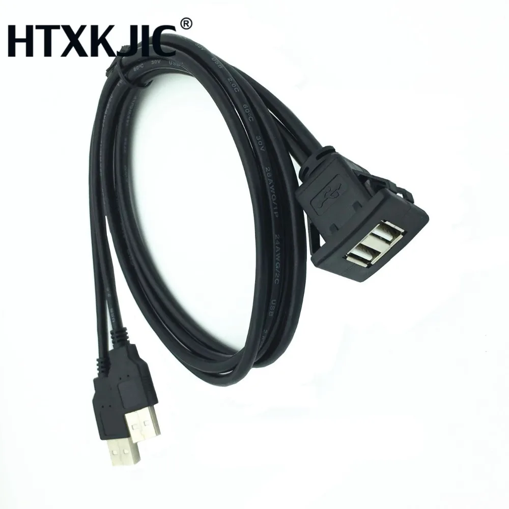 Nova usb2.0 montagem nivelada cabo 1 m/2 m duplo/única extensão do porto usb painel nivelado painel de montagem cabo para carro barco motocicleta