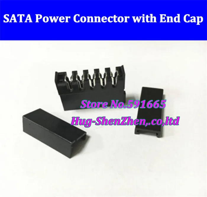 

Free Shipping 100pcs/lot Black SATA 15Pin Female Power Connector With 50 End Cap+ 50 inline