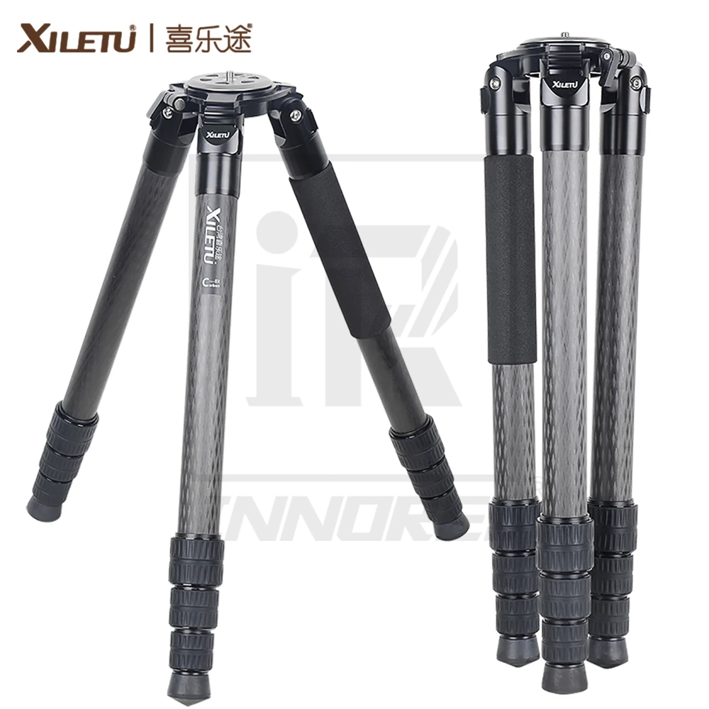 XILETU L404C Luxury Carbon Fiber DSLR Camera Tripod Suitable for Bird Photographing 40mm Max Tube Hollow Flange Design 30kg Load