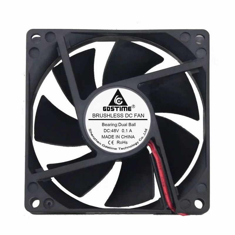 

1 Piece Gdstime DC 48 Volts 2Pin CPU Motor Cooler Fan 80mm x 25mm 48V Dual Ball Bearing Cooling Fan 80mm*80mm*25mm 8cm 8025