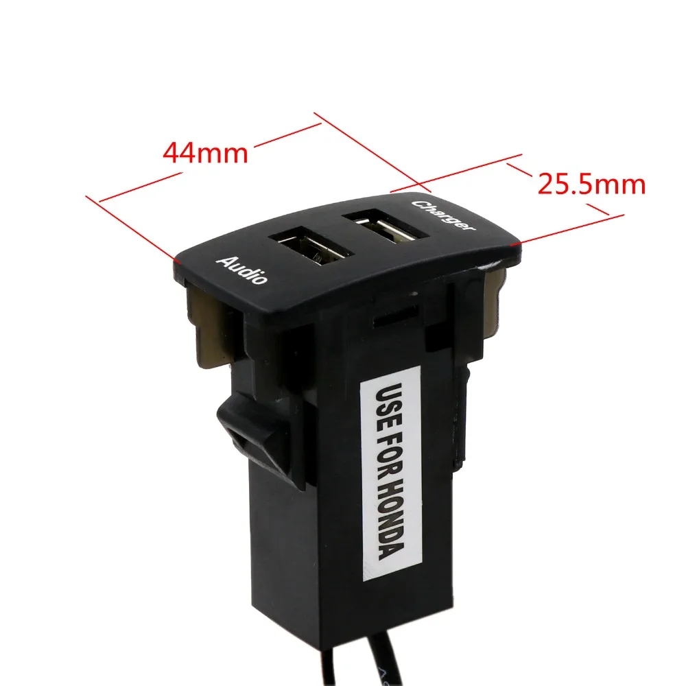 Car Charger 5V 2.1A USB Socket and Audio USB input Socket use for Honda,Civic,Spirior,CRV,Fit Jazz,City,Accord,Odyssey