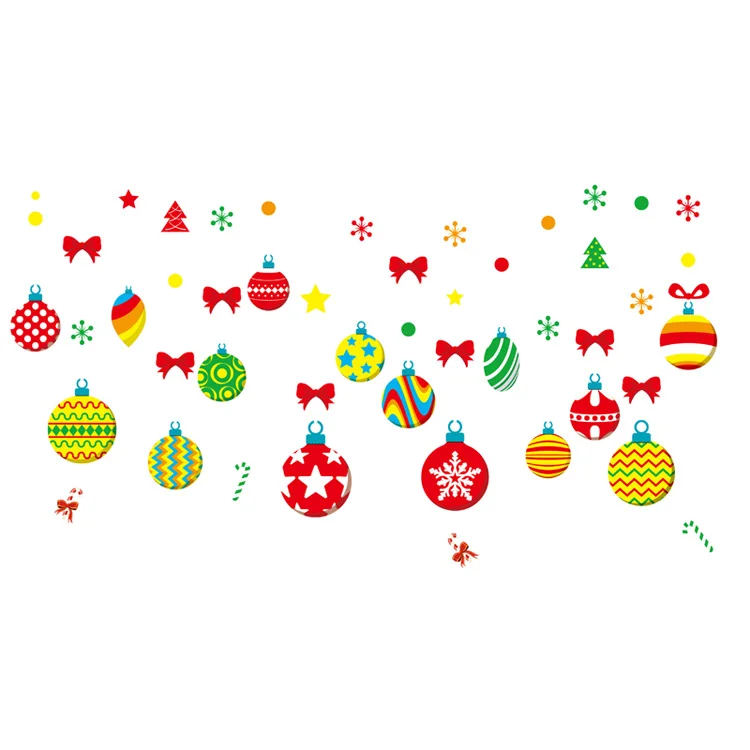 Weihnachten Farbe Ball Ornamente Wanda uf kleber Schlafzimmer Wohnzimmer Glasfenster Kunst Aufkleber für Heim textilien Neujahr Tapete – Detail 6