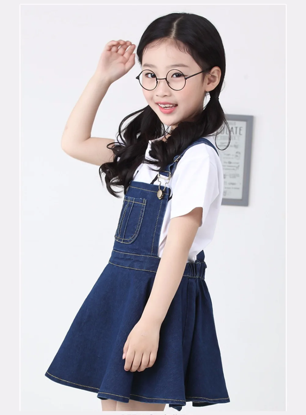 Chumhey 5-14T Summer Girls Suspender Dress Girl Denim Bib Slips Mini Dresses Overalls Kids Clothes Children Clothing