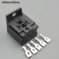 Shhworldsea 6.3MM car auto Relay Mount Holder Base suit 4 pin 5 pin automotive relays connector plug auto relay socket 12V 24V