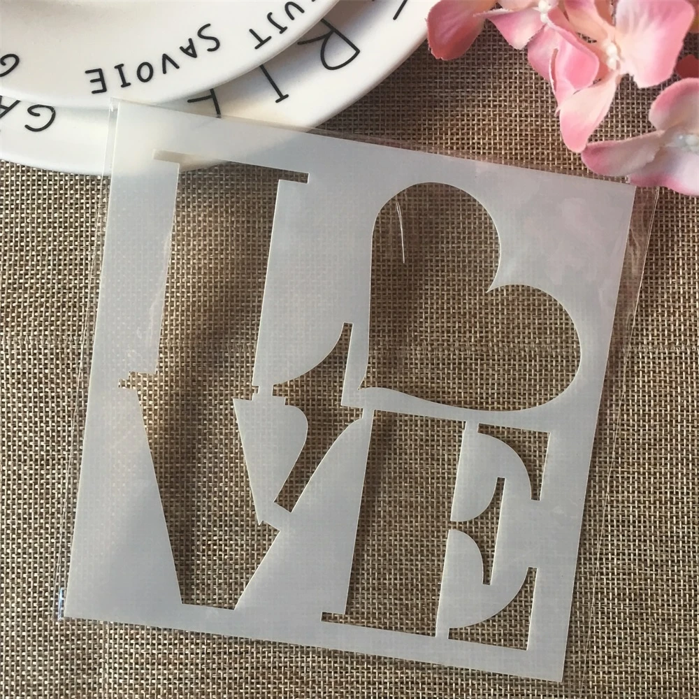 13cm Love Heart Letters DIY Layering Stencils Painting Scrapbook Coloring Embossing Album Decorative Card Template