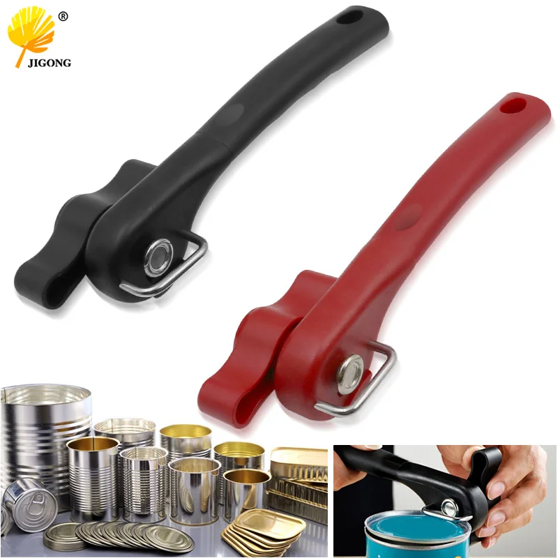 Plastic Professional Kitchen Tool Safety Hand-actuated Can Opener Side Cut Easy Grip Manual Opener Knife for Cans Lid