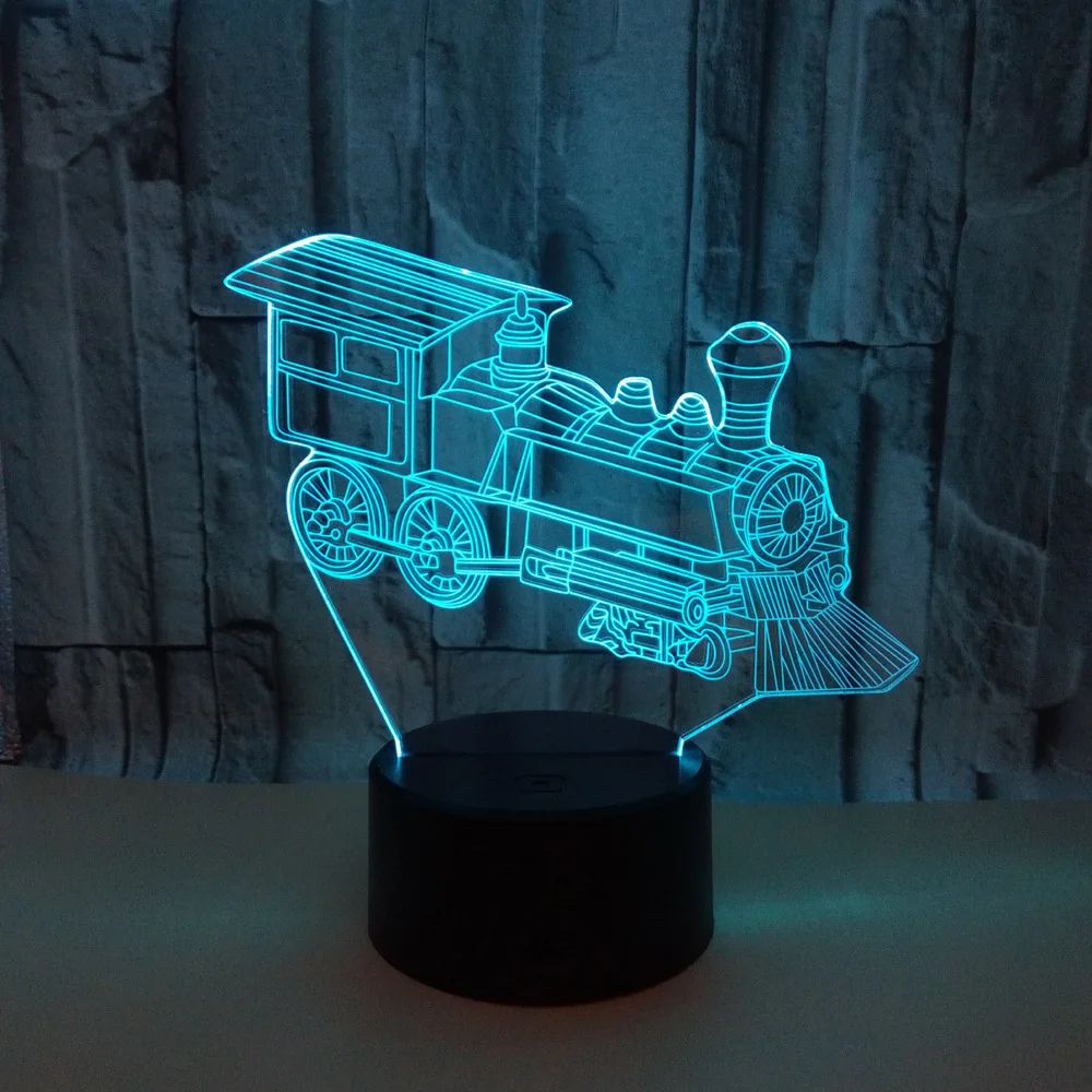 

New Train 3d Lamp 7 Color Touch Remote Control 3d Led Led Night Light Visual Gift 3d Light Fixtures Small Desk Lamp