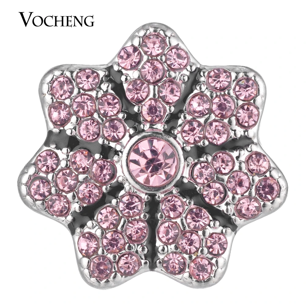 Vocheng Snap Charms Full Bloom Filled Crystal Button Jewelry 18mm 4 Colors Vn-1768