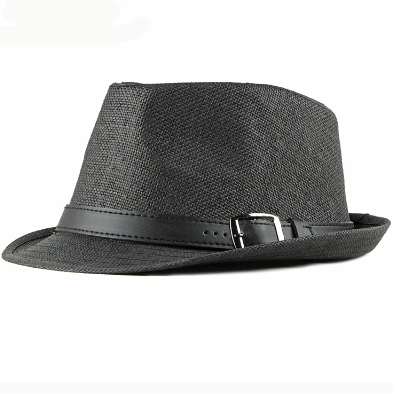 HT2490 Summer Hats for Men Beach Hat Vintage Short Brim Straw Sun Hats with Belt Korea Style Male Fedoras Panama Hat Summer