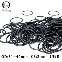 20PC/lot Rubber Ring Black NBR Sealing O-Ring 2mm Thickness OD31/32/33/34/35/36/38/40*2mm O Ring Seal Gaskets Oil ORings Washer