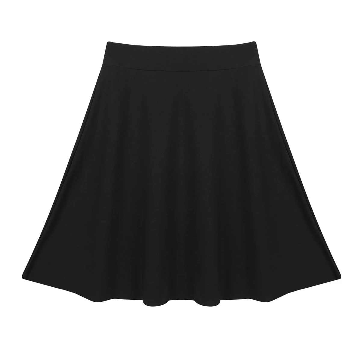 FEESHOW Kids Girls Skirts Big Girls Solid Color Lightweight Stretchy Knee Length Full A-Line Skater Skirt Casual Party Clothes