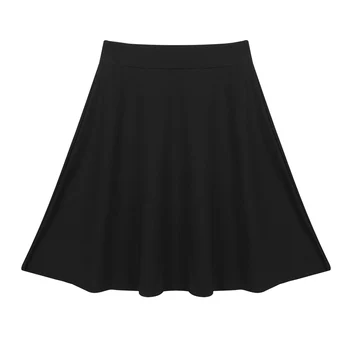 FEESHOW Girls A-Line Skater Skirt 3 FEESHOW Kids Girls Skirts Big Girls Solid Color Lightweight Stretchy Knee Length Full A-Line Skater Skirt Casual Party Clothes 3