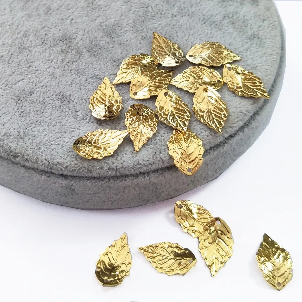 

Copper Leaves Beads Wholesale Leaf Pendants Gold Color Plated Tree Leaf DIY Bracelet Connectors For Jewelry Making Accessories