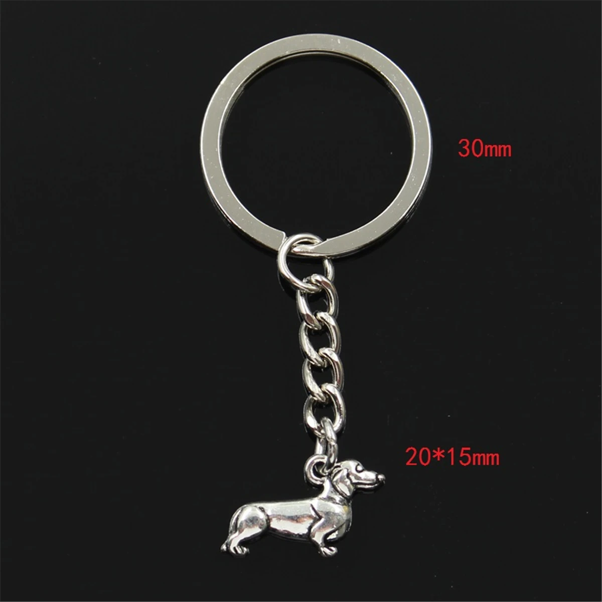 New Keychain 20x15mm Dog Dachshund Pendants DIY Men Car Key Chain Ring Holder Keyring Souvenir Jewelry Gift