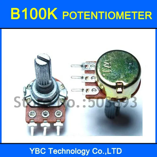 

20pcs B100K 20MM 3 Pins Rotary Potentiometer Free Shipping