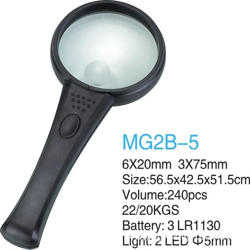 

Lupas Magnifying Factory Plastic Direct Mg2b-5 With Led Light Hand Held Magnifying A Pcs Magnifier Loupe Reading