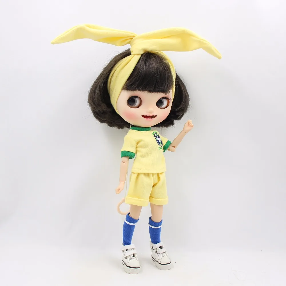 DBS icy blyth doll licca yellow shirt shorts leggings brasil soccer football team uniform