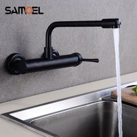 New Arrival Brass Wall Mounted Black Kitchen Mixers Dual Hole Single Handle Kitchen Faucets B3302