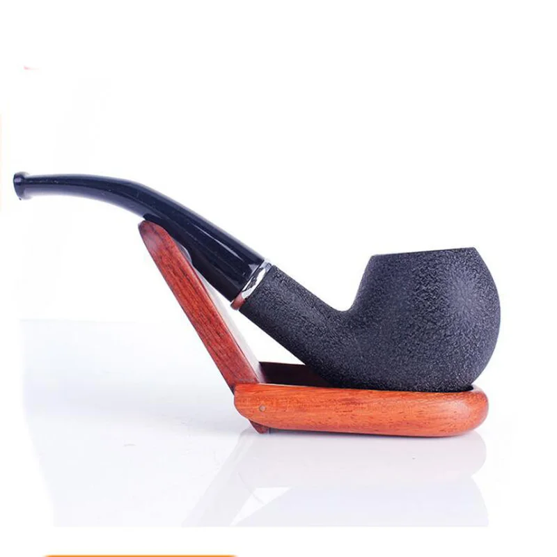 1 Pcs Classic Ebony Wood Smoking Pipe Handmade Cigarette Tobacco Smoke Pipes Best Gift for Friend