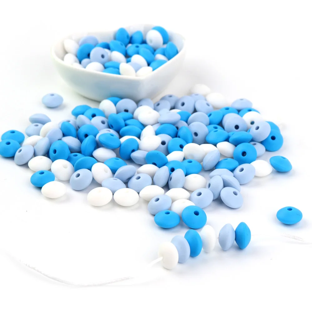 TYRY.HU 500pc Colorful Lentil Silicone Beads Food Grade Baby Chewable Teething Beads For Jewelry Making Necklace DIY BPA Free