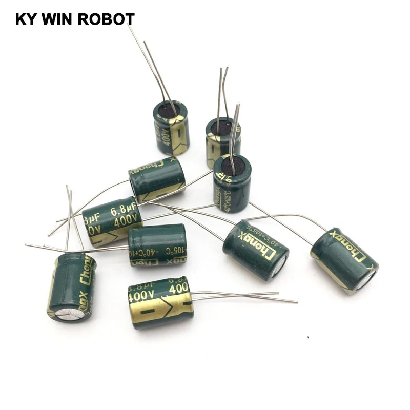 10 قطعة 400V 6.8 فائق التوهج 10x13 مللي متر 105C شعاعي عالية التردد مقاومة منخفضة مُكثَّف كهربائيًا 6.8 فائق التوهج 400V