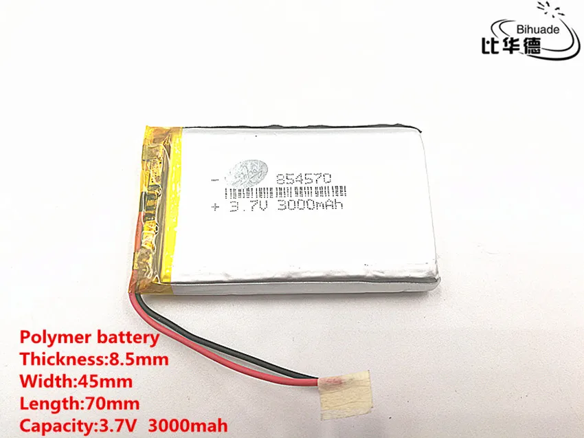 1 pz/lotto Buon Qulity 3.7 V, 3000 mAH, 854570 Polimero agli ioni di litio/batteria Li-Ion per il GIOCATTOLO, BANCA di POTERE, GPS, mp3, mp4