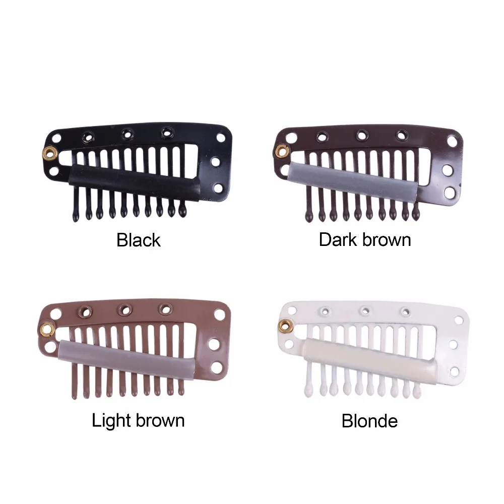 Wigs Hair Clips 50Pcs 36mm 10 Teeth Snap Clips With Silicone Back for Extension Hair Accessories 4 Colors Available