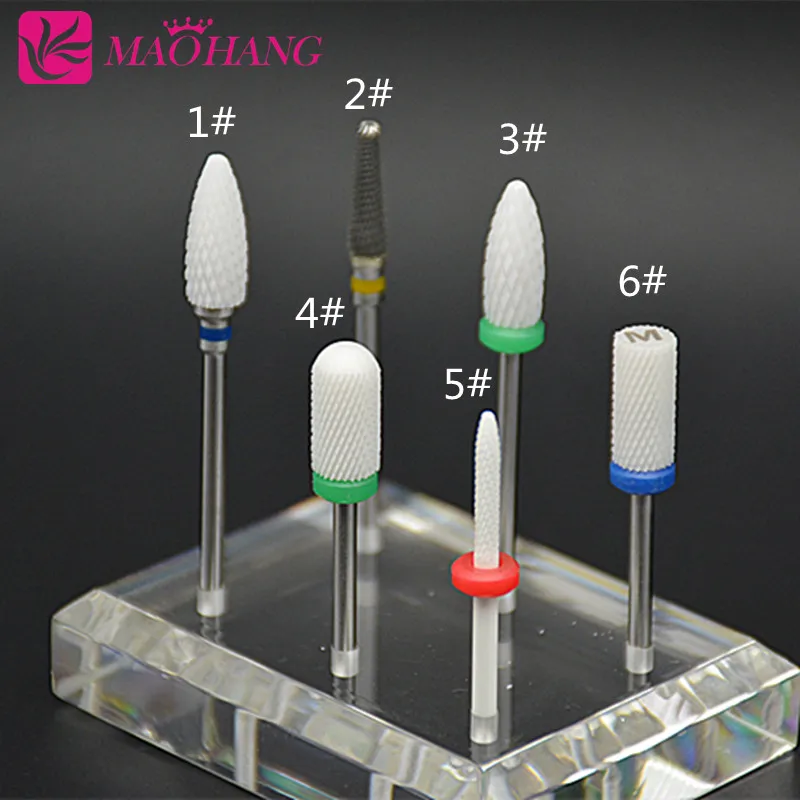 Maohand-broca elétrica de unhas, 1 peça, cerâmica, máquina de pedicure, remoção de calos de unhas, 3/32 ", haste, ferramentas