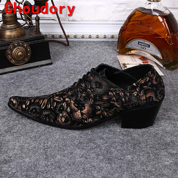 Choudory zapatillas hombre mens italian leather shoes velvet loafers men wedding shoes vintage style high heels oxfords