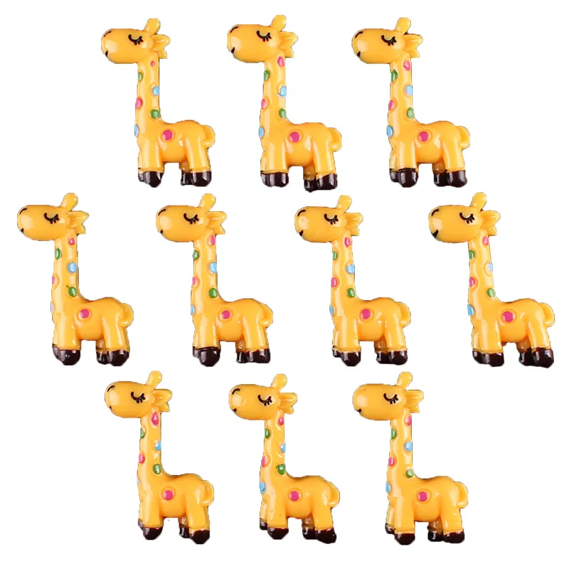 50pcs Cute Yellow Giraffe 3D Flatback Resin Scrapbooking Hair Bow Center Crafts Embellishment Flatback Charms Cabachons