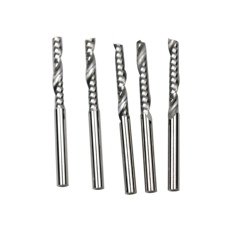 5PCS One flute carbide Engraving CNC router Spiral bit 3.175 X 22mm Tool Blade Cutting Acrylic Pvc Wood