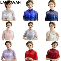 10 Colors Summer High neck Lace Bridal Cheongsam Wraps Shawl Women Evening Cape Bolero Mariage Bride Wedding Party Jackets Wrap