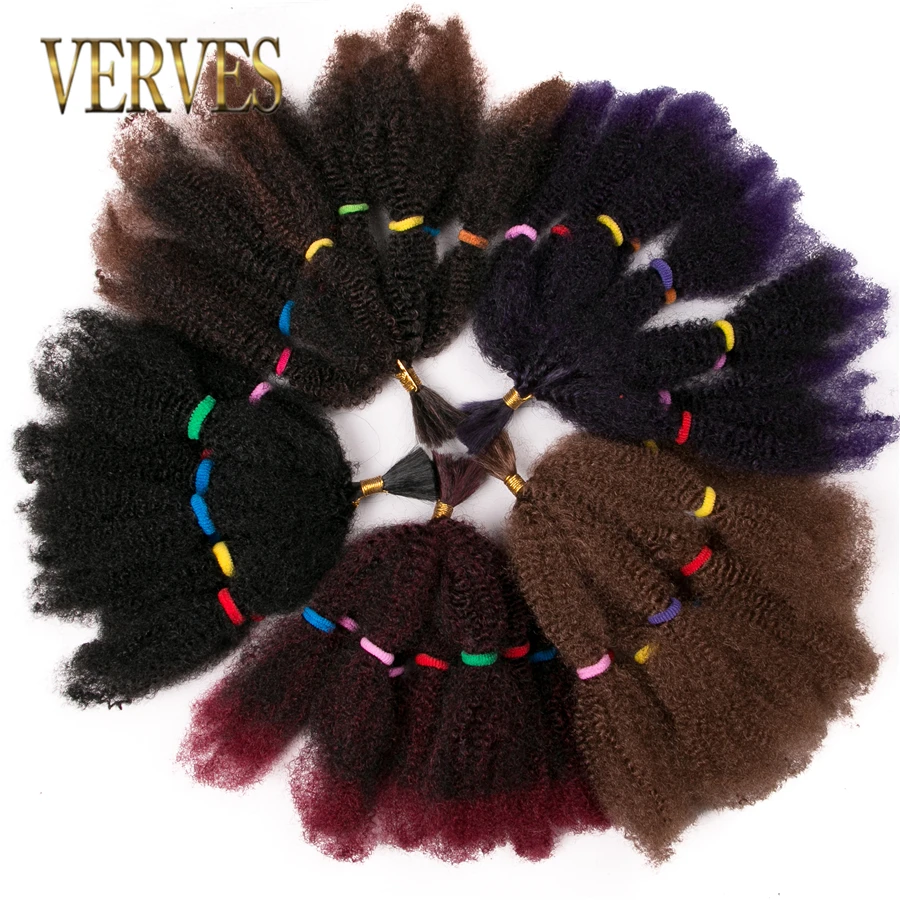 VERVES Crochet Hair Curly สังเคราะห์12นิ้ว Ombre Braiding Hair Afro Kinky Bulk Twist Braids สีบลอนด์ชุด Bug สีดำ