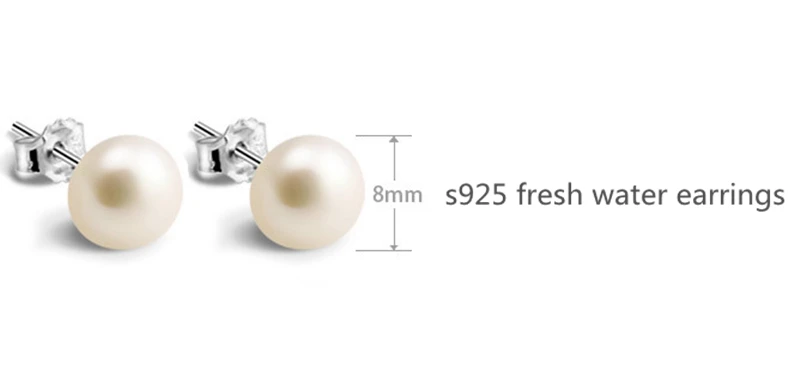 Genuine Freshwater White Pink Pearl Earrings s925 Sterling Silver Stud Earrings for Women 7-8mm Pearls Jewelry