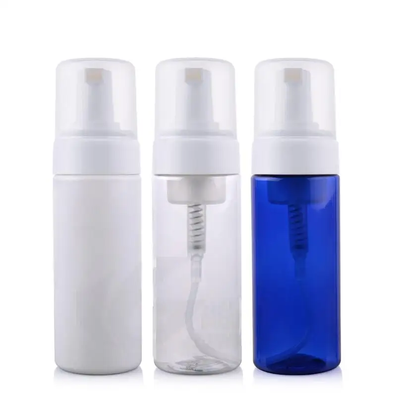 Wholesale 100pcs/lot 150ml PET Plastic Foaming Hand Soap Dispenser 5 oz Clear/White/Blue Foam Pump Bottle lin3393