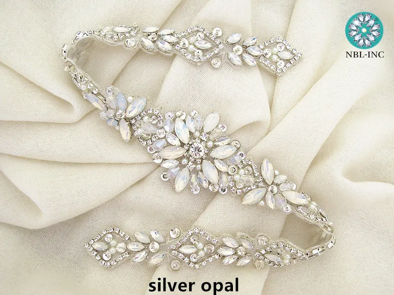 

(10pcs) wedding crystal rhinestone applique belt bridal beaded applique iron on for wedding dresses WDD0919