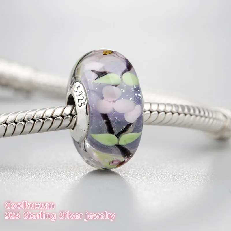 

new Spring Authentic 925 Sterling Silver Enchanted Garden Charm, Murano Glass Charm Beads Fit Pandora Charms Bracelet Diy