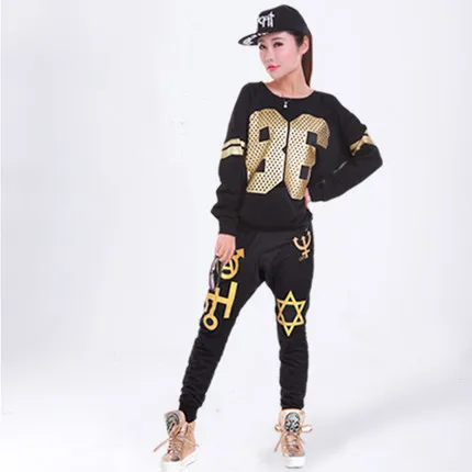 Free Shipping Hip Hop Table Hip Hop Trousers Costume Short-sleeve Hip Hop Dance Costume For young Women or men