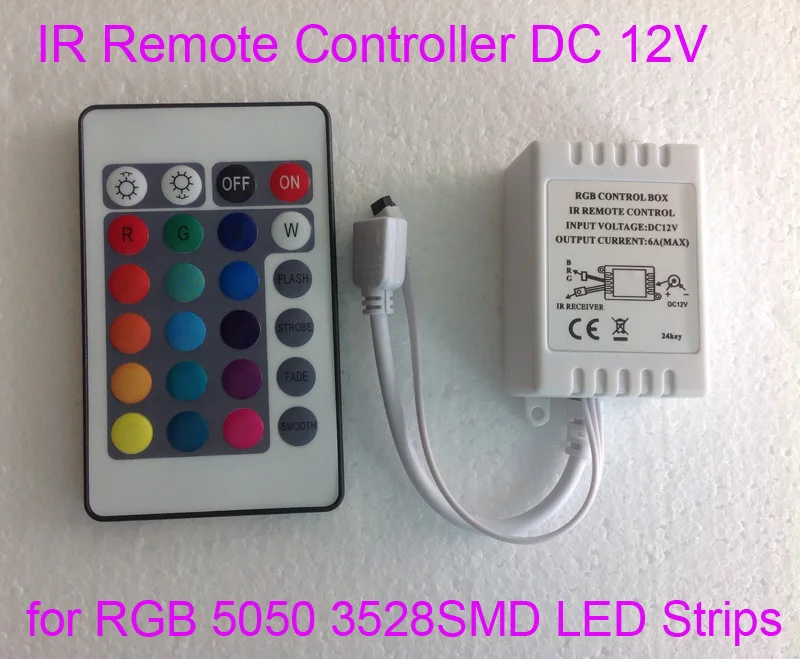 Led strip IR Remote Controller DC 12V for RGB 3528 5050 SMD LED Strips Wireless 24 Key