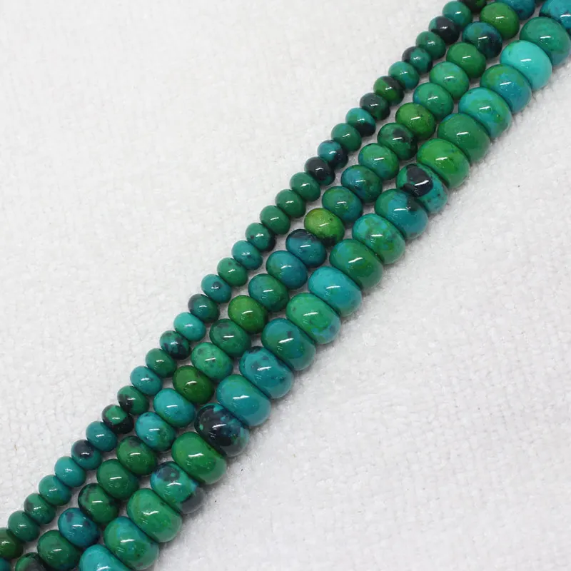 Mini. Order is $7! 4x6,5x8,6x10mm Green phoenix Chrysocolla fynchenite Rondelle abacus bead DIY Jewelry Making Loose Beads 15