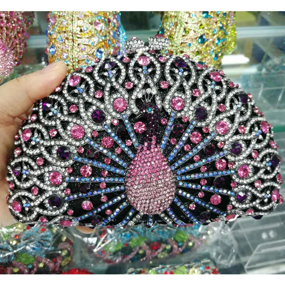 KHNMEET Luxury Designer Animal Peacock Clutch Bag Women Bridal Wedding Purse peafowl Ladies Handbag Day Clutches Wristlets sc049