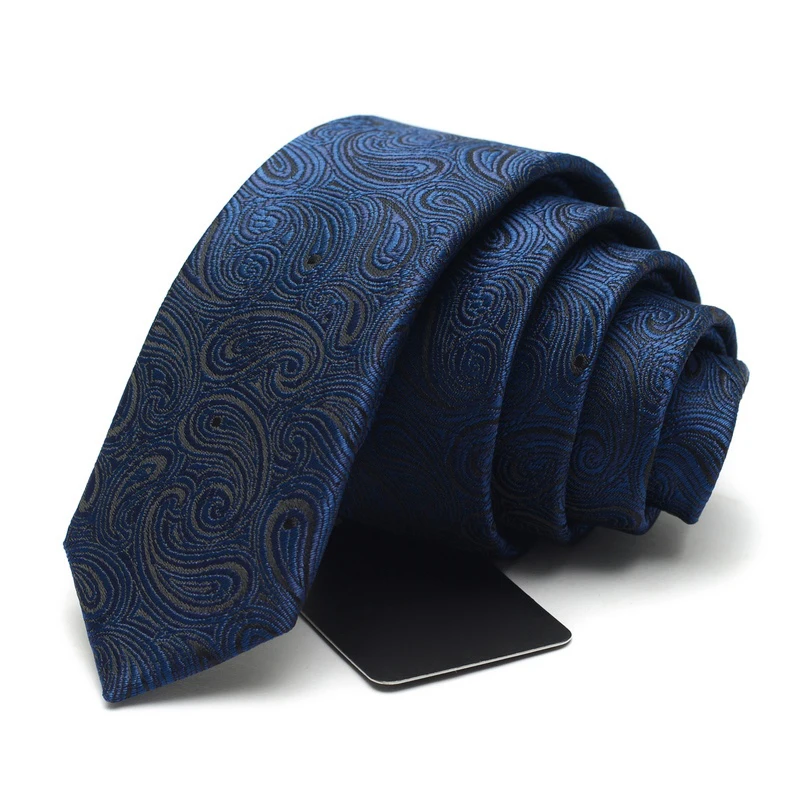 Cravates de Haute Qualité pour Homme, de Marque, de 5cm, pour Affaires Formelles, Slim, pour la raq, Bleu Marine, Classique, Paisley GravMiaught HB07