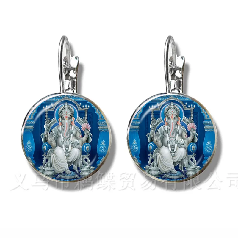 Ganesha – boucles d'oreilles en verre pour femmes et filles, bijoux en forme d'éléphant de bouddha, Souvenir pour cadeau créatif, nouvelle mode, 16mm