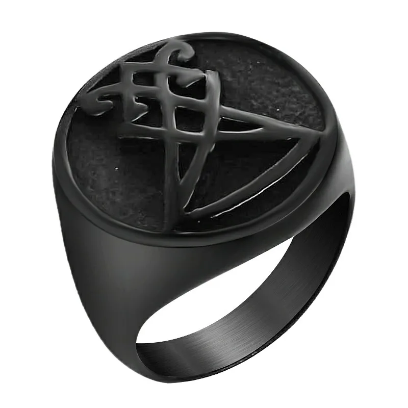 Mens Stainless Steel Ring Sigil of Lucifer Seal of Satan Symbol Ring Jewelry for Man Punk Polished Anillo de los hombres Gift