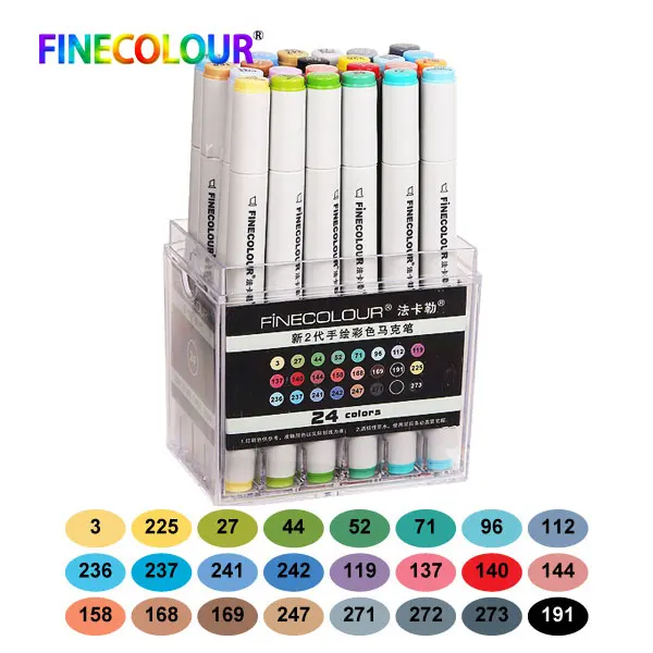 Finecolour 24/36 zestaw szkic na bazie alkoholu Marker na atrament Manga Marker do dostaw sztuki do rysowania