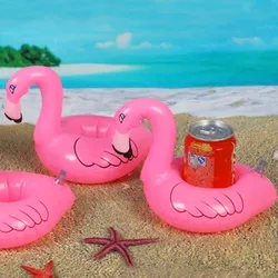 Party supplies Mini Flamingo Hamburg Floating Inflatable Drink Can Cell Phone Holder Stand Pool Toys
