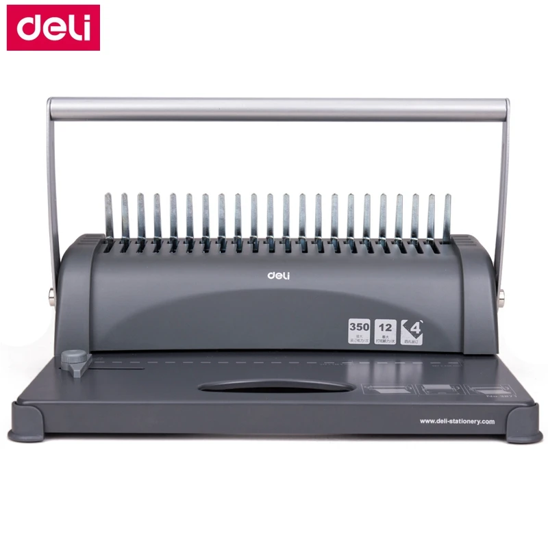 Deli 3871 Manual Comb binding machine office Financial plastic aprons rings binding machine 21 holes 350 pages capacity